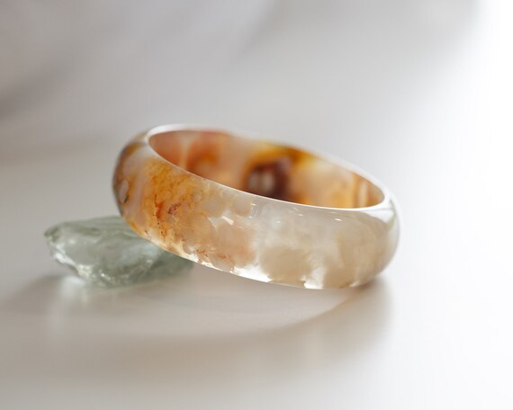 Sakura Cherry Blossom Agate Bangle #SAQ2