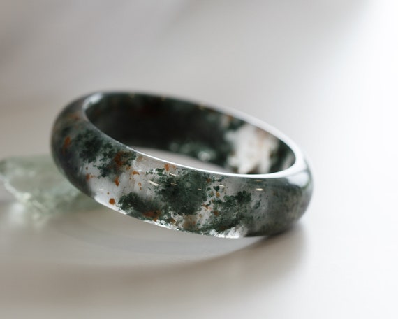 Natural Green Lodolite Quartz Bangle #Q1