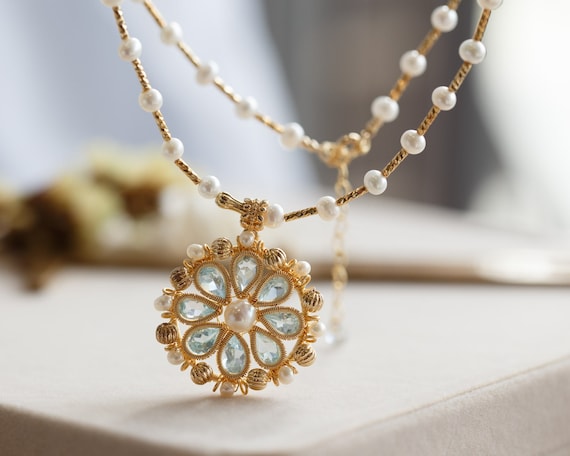 Keyla Sky Blue Topaz Sunflower Necklace