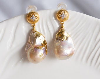 Melisende Asymmetry Baroque Pearl Drop Earrings