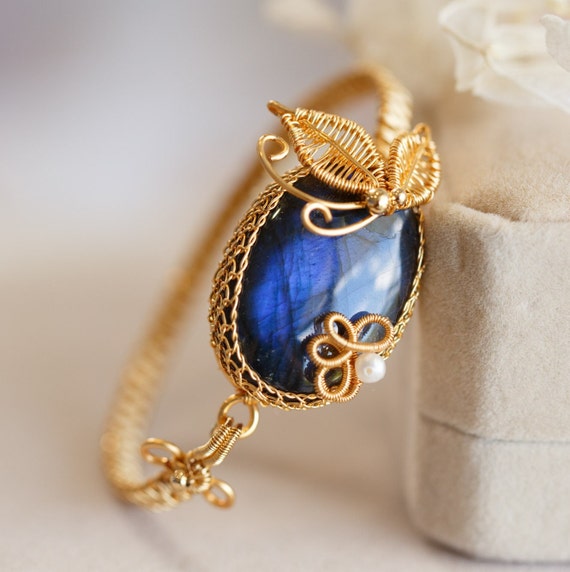 Alameda Blue Labradorite Butterfly Bangle