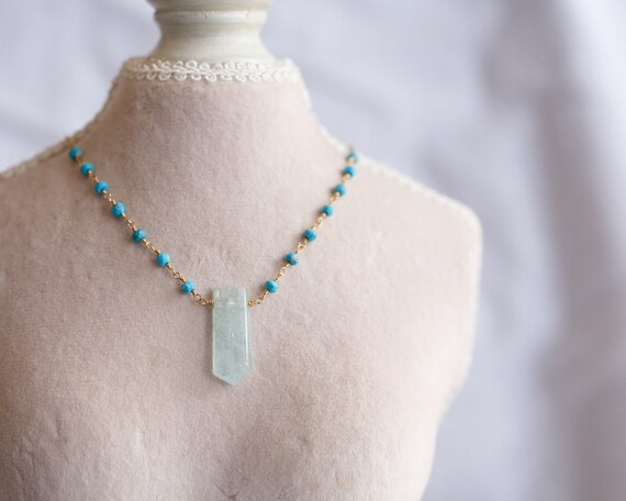 Maleah Raw Aquamarine Point Necklace