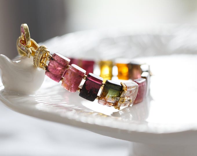 Featured listing image: Felize Natural Rainbow Tourmaline Bracelet