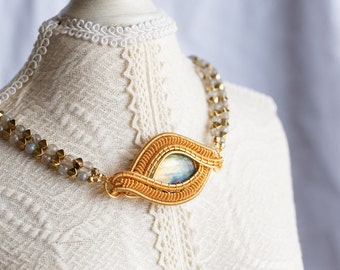 The Eye of Horus Marquise Labradorite Multi-stand Choker Necklace