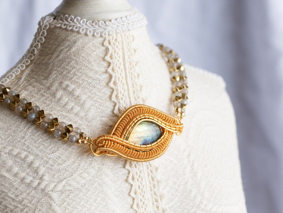 The Eye of Horus Marquise Labradorite Multi-stand Choker Necklace