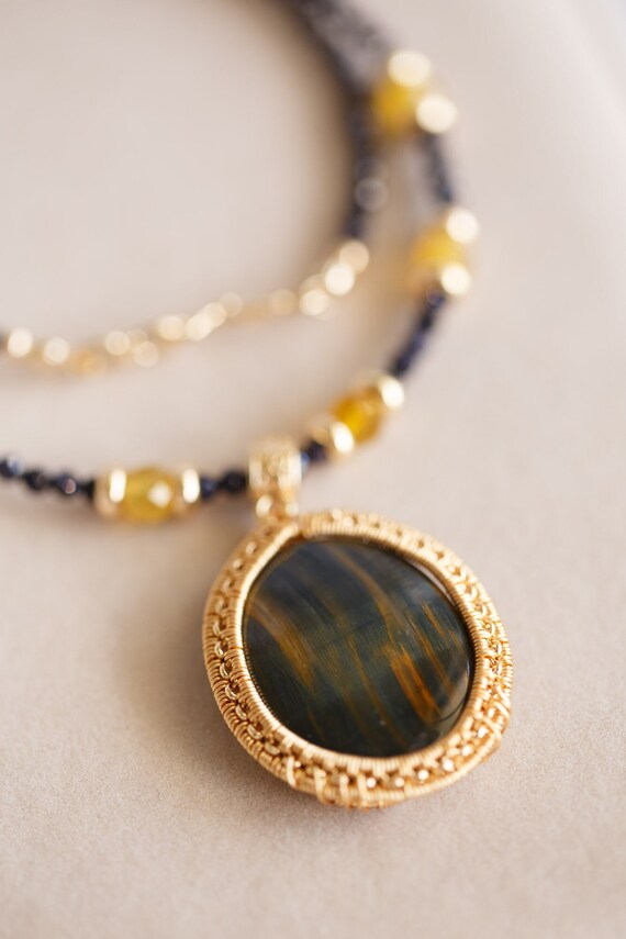Kazia Natural Pietersite Pendant Necklace