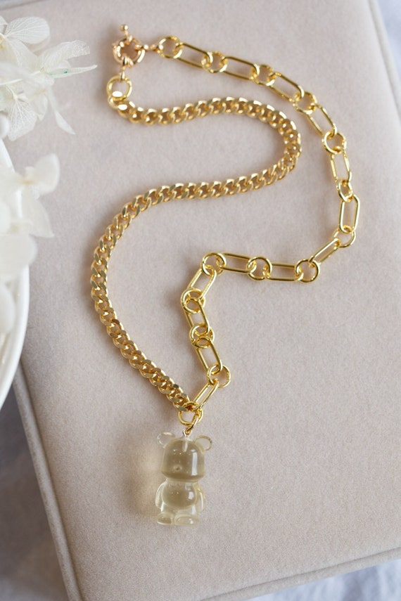 Willa Lemon Quartz Bear Bold Gold Necklace