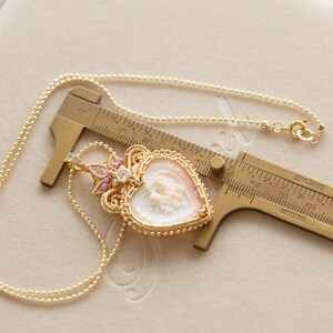 Johanne Pink Conch Shell Cameo Heart Pendant Necklace image 6