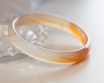 Colourful World! Orange Lace Agate Bangle #226