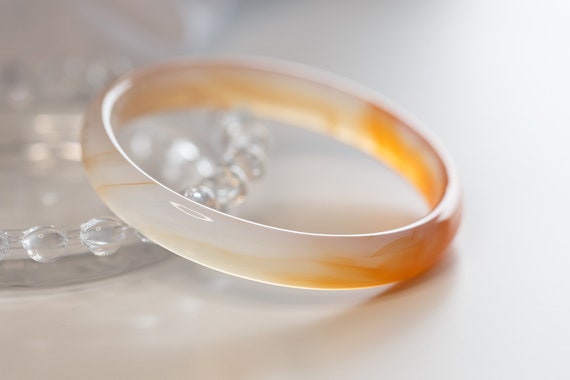 Colourful World! Orange Lace Agate Bangle #226