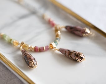 Emmalyn Tourmaline and Rhodonite Necklace
