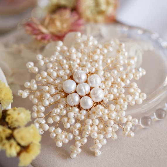 Cecilia Freshwater Pearl Snowflake Brooch