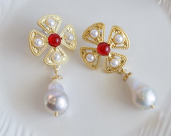 Chasina Baroque Pearl Medieval Style Earrings