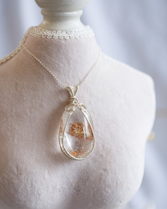 Lyanna Bicolour Lodolite Quartz Silver Pendant Necklace