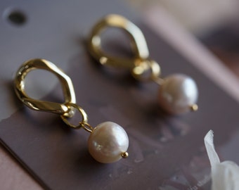 Belle White Baroque Pearl Dangle Earrings