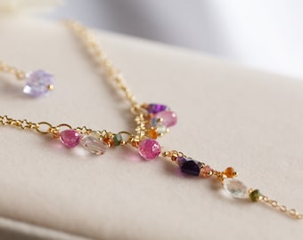 Genevieve Gemstone Lariat & Y Necklace