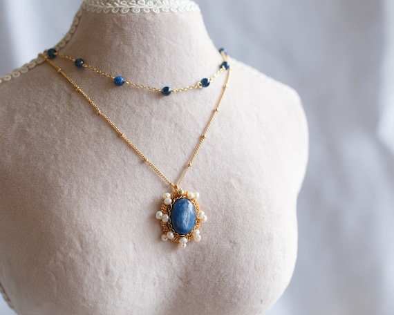 Aarya Blue Kyanite Multi Strand Necklaces