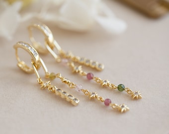 Natasha Asymmetry Tourmaline Ear Hoops