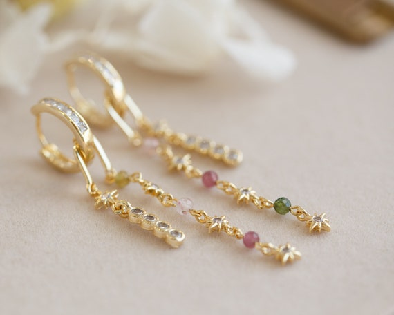 Natasha Asymmetry Tourmaline Ear Hoops