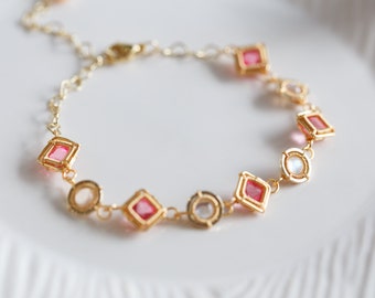 Rivka Pink Topaz and Moonstone Bracelet