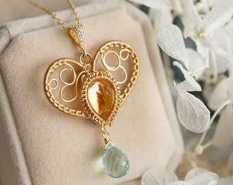 Charmaine Citrine Heart Pendant Necklace