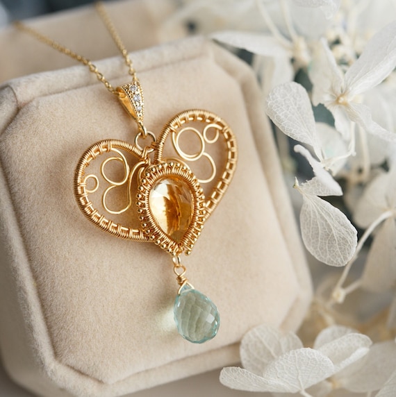 Charmaine Citrine Heart Pendant Necklace