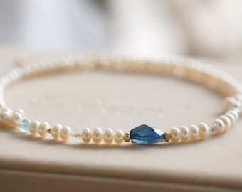 Ellie Pearl Aquamarine Necklace