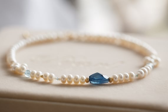 Ellie Pearl Aquamarine Necklace