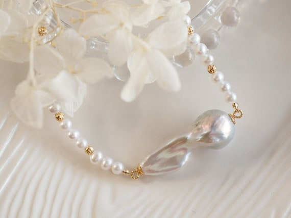 Eloise Natural Baroque Pearl Beaded Necklace