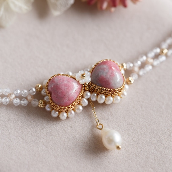 Madalyn Rhodonite Bowknot Choker Necklace