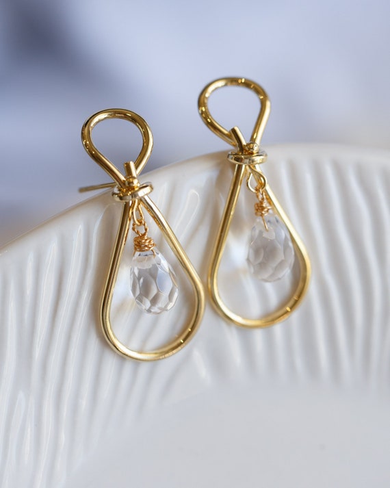 Sasha Natural Quartz Bowknot Earrings
