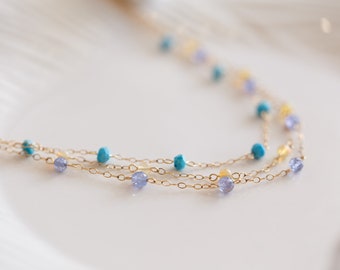 Natasha Gemstone Satellite Necklace