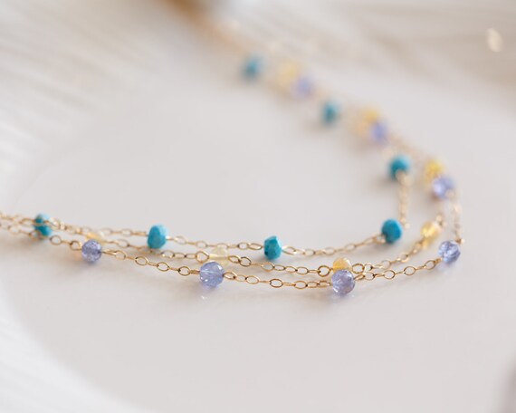 Natasha Gemstone Satellite Necklace