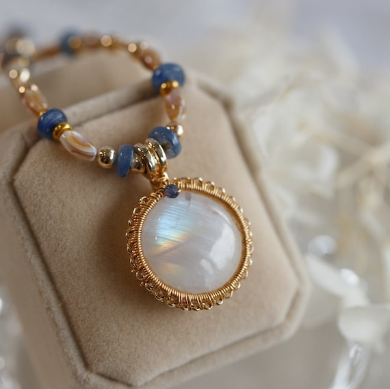 Clementine Rainbow Moonstone Gemstone Necklace