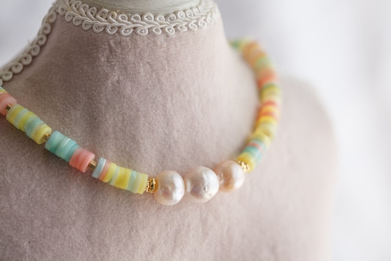 Kori Colourful Shell and Pearl Choker Necklace