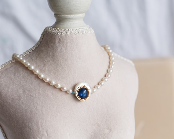 Layla Full Moon Kyanite Pearl Necklace