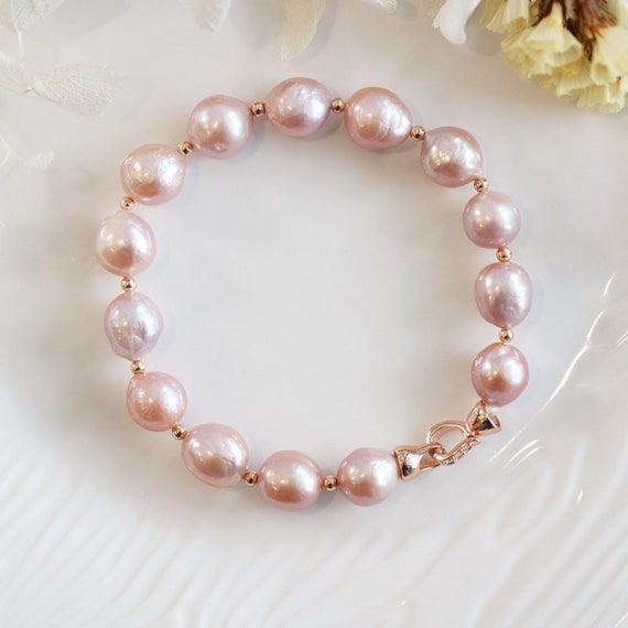 Natural Metallic Lustre Baroque Pearl Bracelet #2