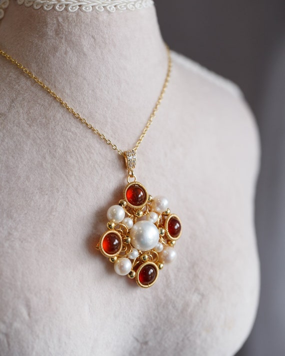 Alaina Natural Garnet Pendant Necklace