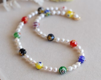 Lauren Natural Pearl Colourful Necklace