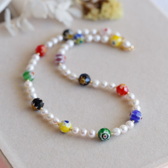 Lauren Natural Pearl Colourful Necklace