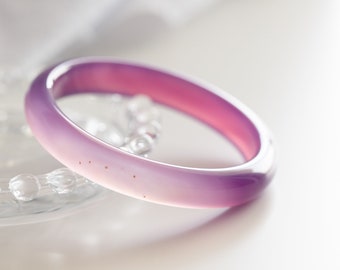 Colourful World! Fuchsia Colour Lace Agate Bangle #A274