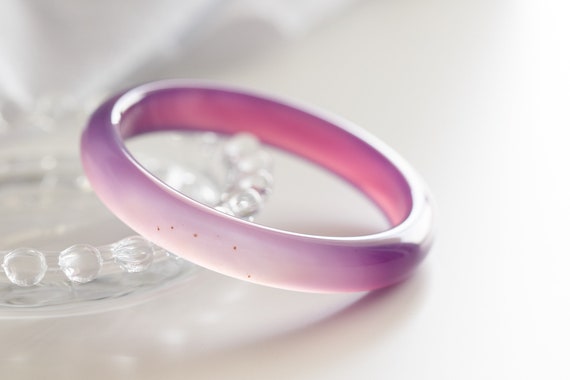 Colourful World! Fuchsia Colour Lace Agate Bangle #A274