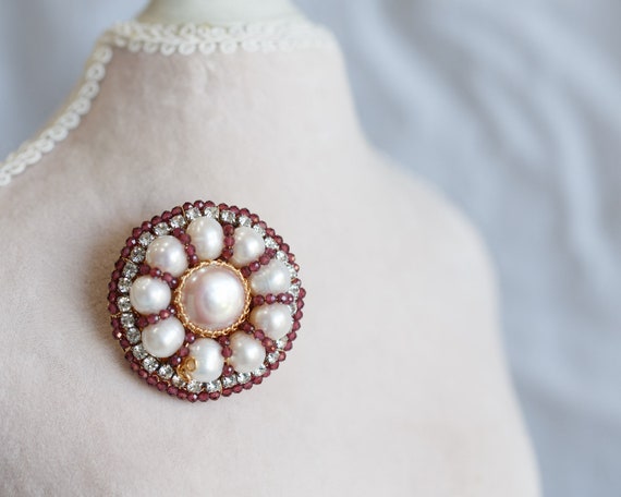 Serenity Natural Pearl Flower Brooch