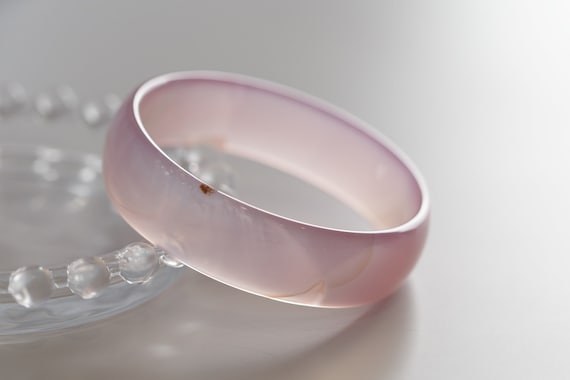 Colourful World! Ice Pink Agate Bangle #A169