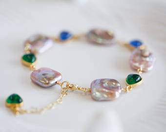 Maeve Natural Square Baroque Pearl Bracelet