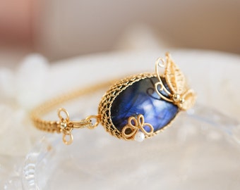 Alameda Blue Labradorite Butterfly Bangle