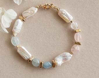 Cassiopeia Baroque Pearl Morganite Bracelet