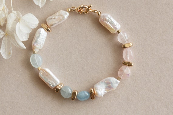 Cassiopeia Baroque Pearl Morganite Bracelet