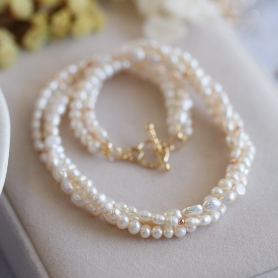Serena Rose Baroque Pearl Twisted Choker Necklaces
