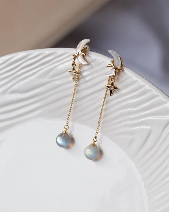 Nickita Labradorite Two-way Drop Earrings